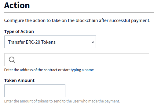 select token and token amount